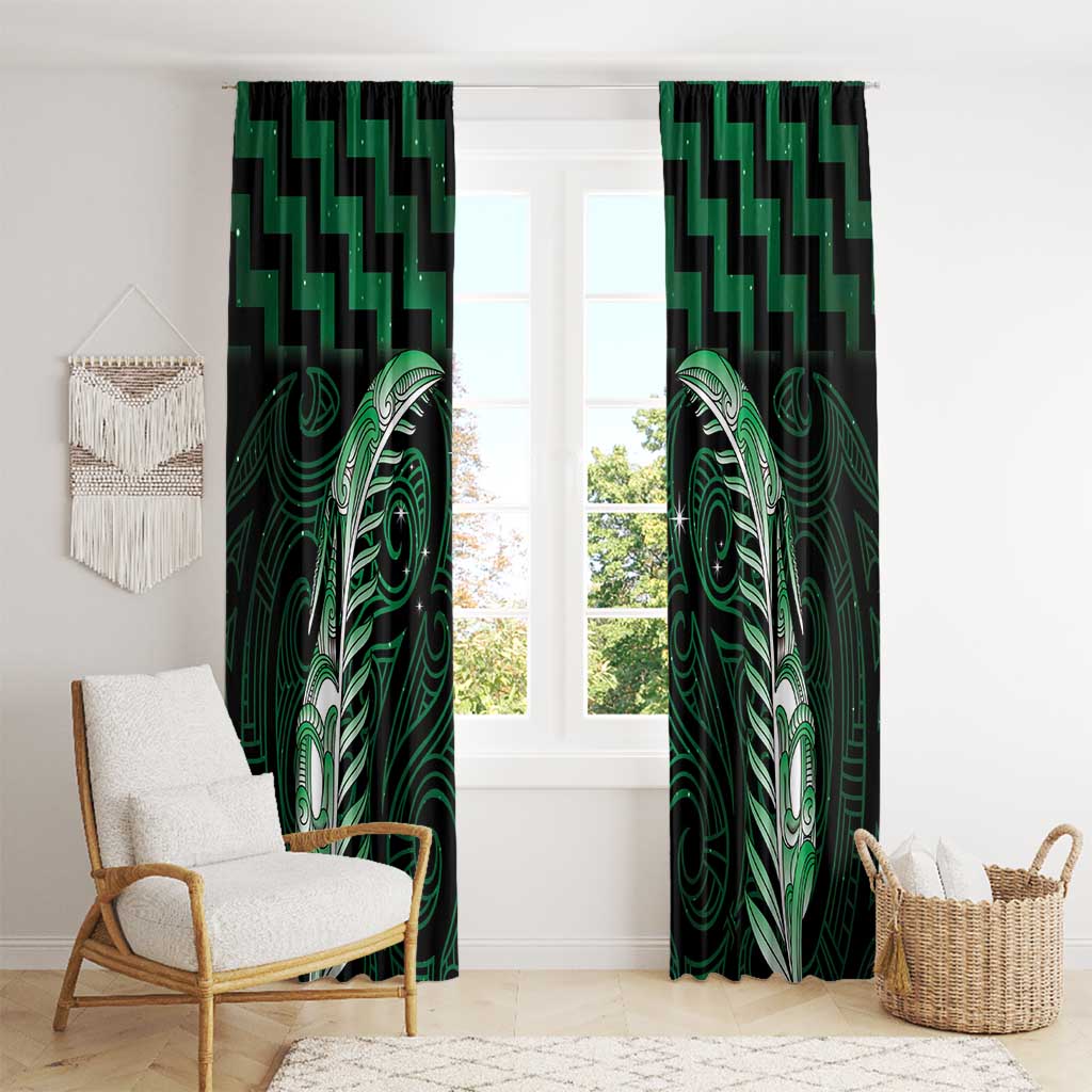 Green Matariki New Zealand Window Curtain Maori Poutama Galaxy Vibes
