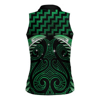 Green Matariki New Zealand Women Sleeveless Polo Shirt Maori Poutama Galaxy Vibes