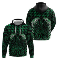 Green Matariki New Zealand Zip Hoodie Maori Poutama Galaxy Vibes