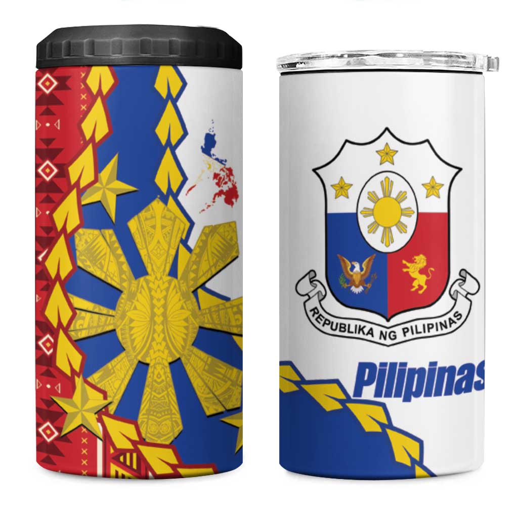 Philippines Independence Day 4 in 1 Can Cooler Tumbler Pilipinas Sun Stars Igorot Pattern