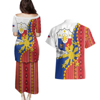 Philippines Independence Day Couples Matching Puletasi and Hawaiian Shirt Pilipinas Sun Stars Igorot Pattern