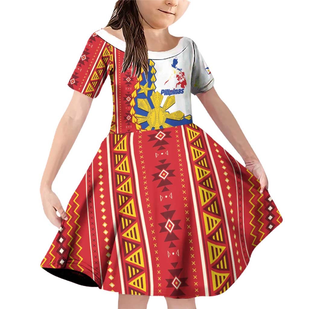 Philippines Independence Day Family Matching Off Shoulder Short Dress and Hawaiian Shirt Pilipinas Sun Stars Igorot Pattern