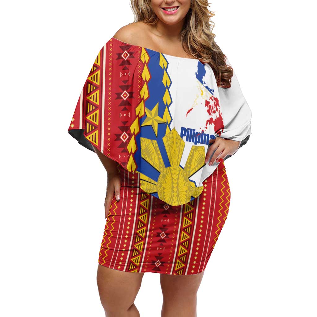 Philippines Independence Day Family Matching Off Shoulder Short Dress and Hawaiian Shirt Pilipinas Sun Stars Igorot Pattern