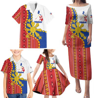 Philippines Independence Day Family Matching Puletasi and Hawaiian Shirt Pilipinas Sun Stars Igorot Pattern