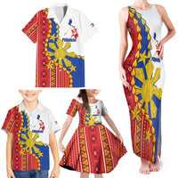 Philippines Independence Day Family Matching Tank Maxi Dress and Hawaiian Shirt Pilipinas Sun Stars Igorot Pattern