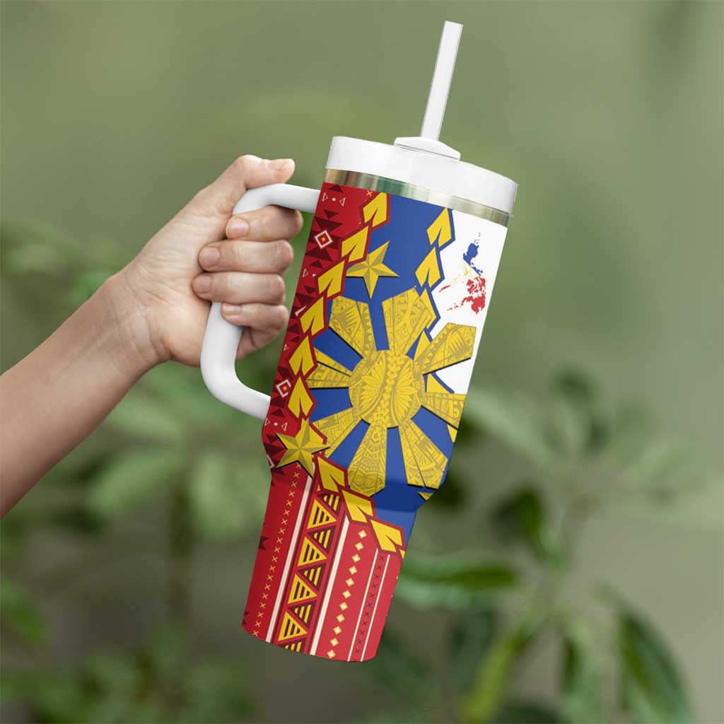Philippines Independence Day Tumbler With Handle Pilipinas Sun Stars Igorot Pattern