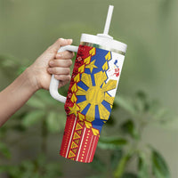 Philippines Independence Day Tumbler With Handle Pilipinas Sun Stars Igorot Pattern