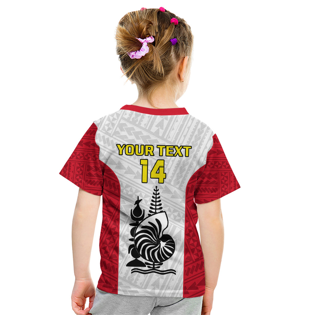Personalised New Caledonia Football Kid T Shirt Polynesian Pattern Sporty Style LT14 - Polynesian Pride