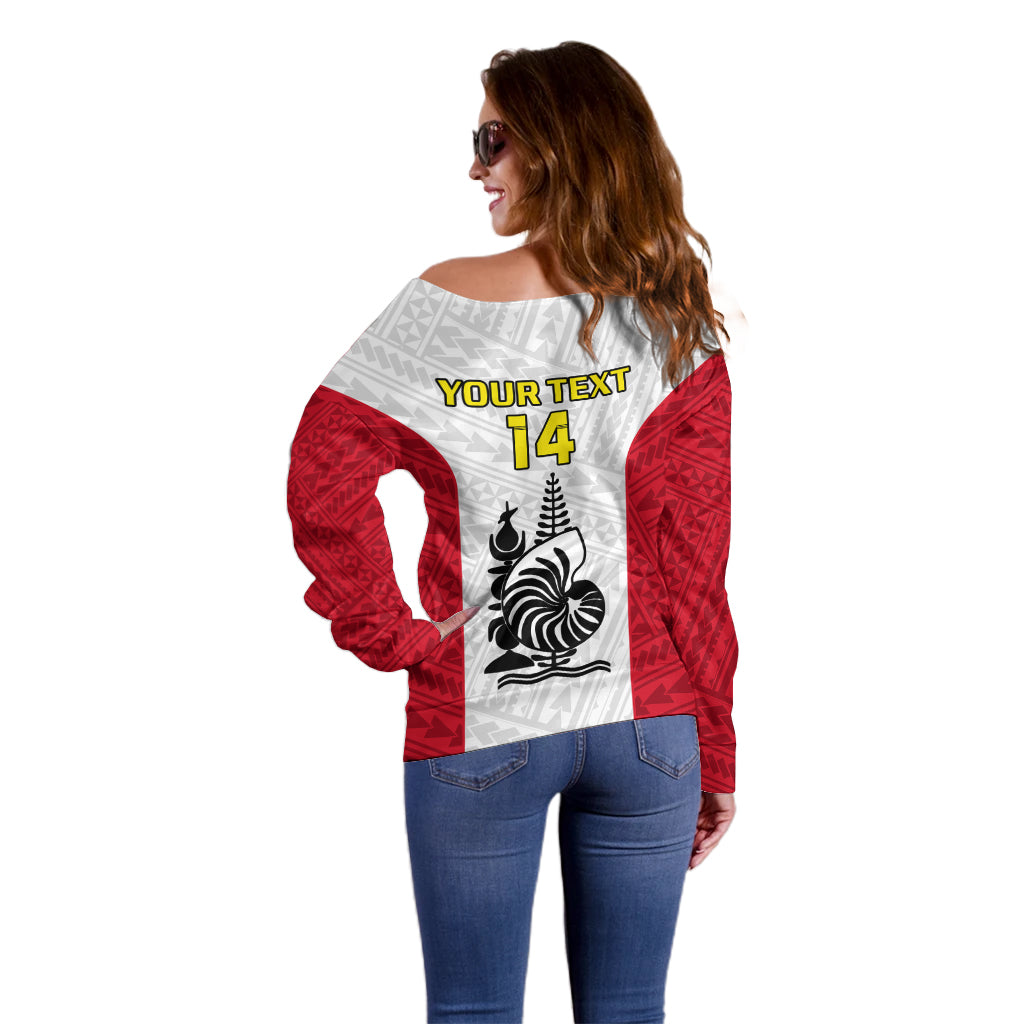 Personalised New Caledonia Football Off Shoulder Sweater Polynesian Pattern Sporty Style LT14 - Polynesian Pride