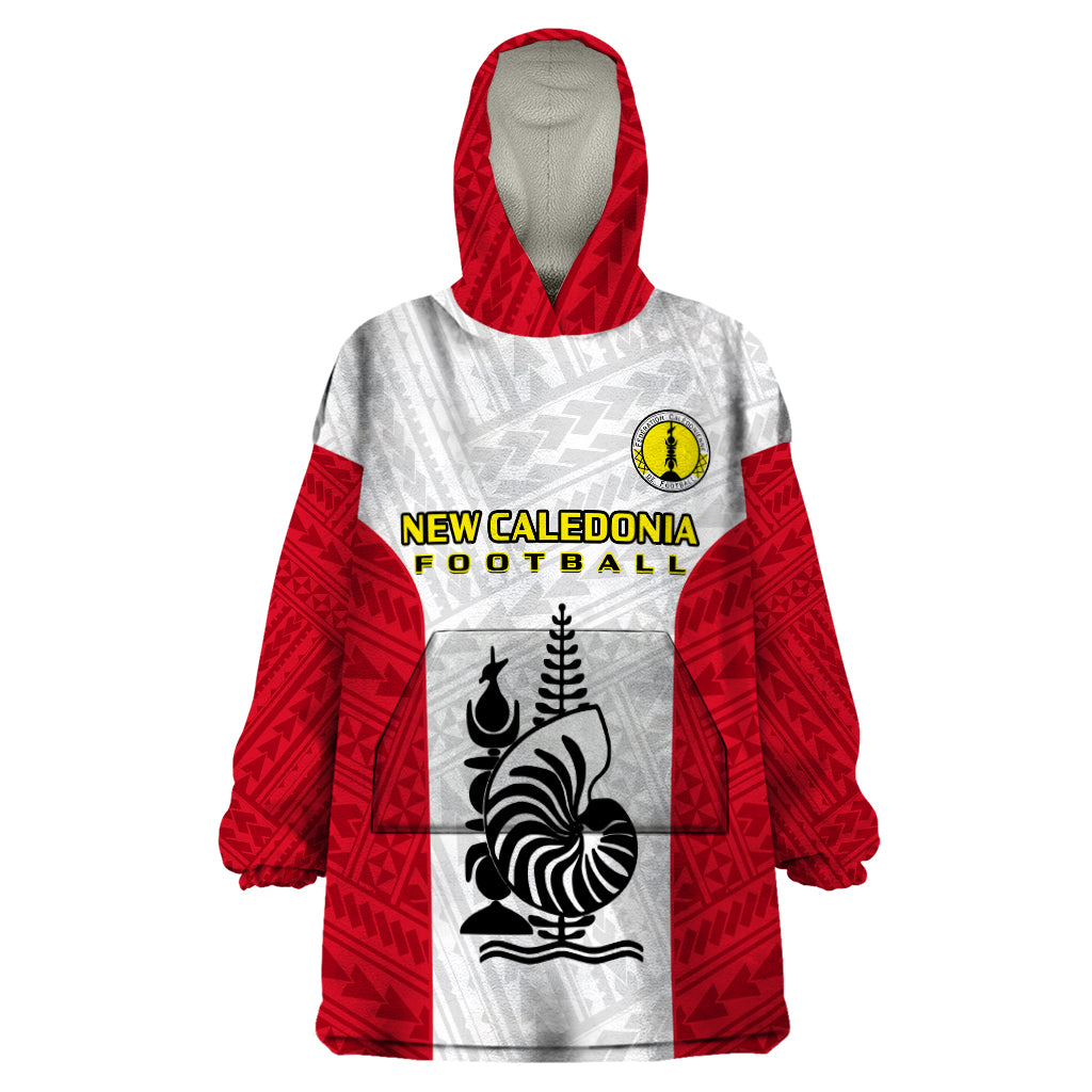 Personalised New Caledonia Football Wearable Blanket Hoodie Polynesian Pattern Sporty Style LT14 One Size Red - Polynesian Pride