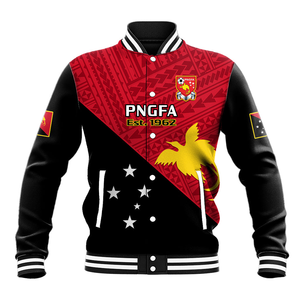 Papua New Guinea Football Baseball Jacket Go PNG Polynesian Pattern Sporty Style LT14 Unisex Red - Polynesian Pride