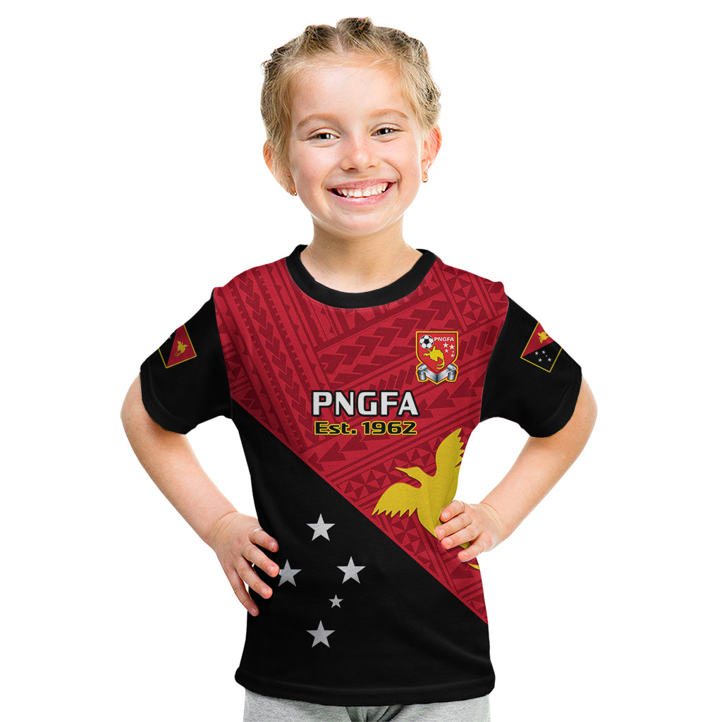 Papua New Guinea Football Kid T Shirt Go PNG Polynesian Pattern Sporty Style LT14 Red - Polynesian Pride