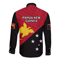 Papua New Guinea Football Long Sleeve Button Shirt Go PNG Polynesian Pattern Sporty Style LT14 - Polynesian Pride