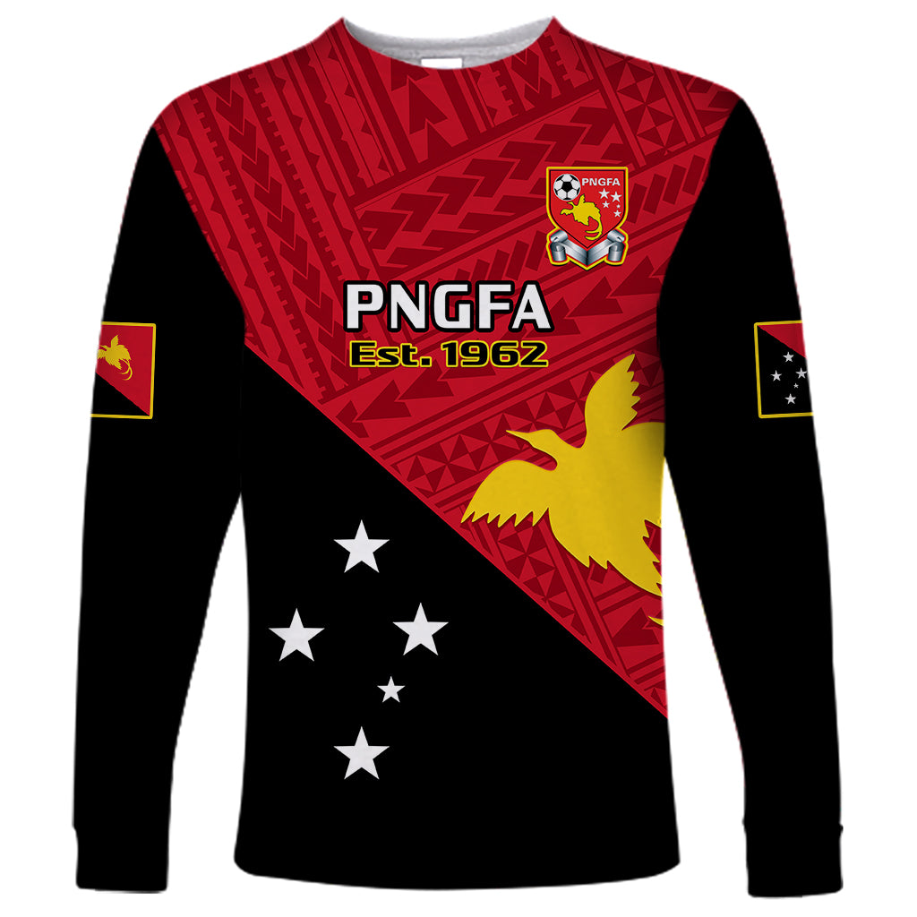 Papua New Guinea Football Long Sleeve Shirt Go PNG Polynesian Pattern Sporty Style LT14 Unisex Red - Polynesian Pride