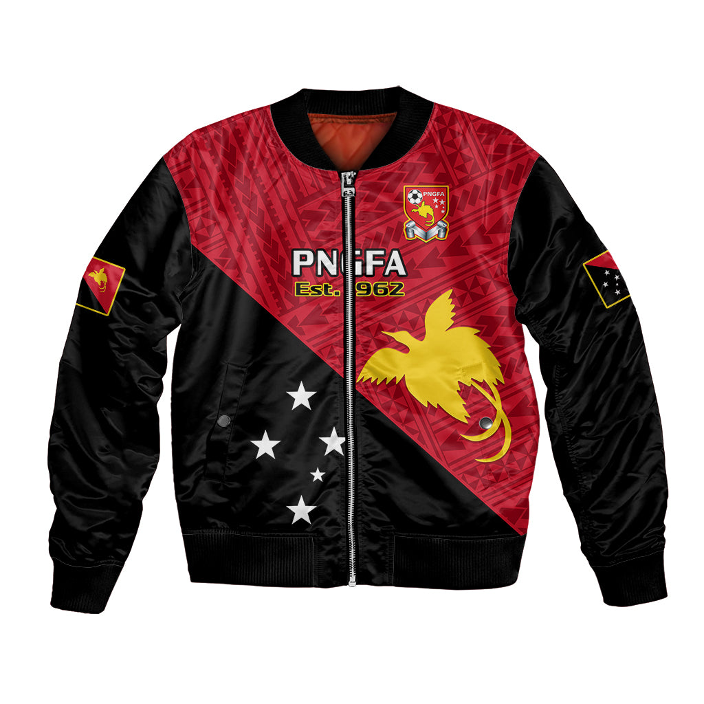 Personalised Papua New Guinea Football Bomber Jacket Go PNG Polynesian Pattern Sporty Style LT14 Unisex Red - Polynesian Pride