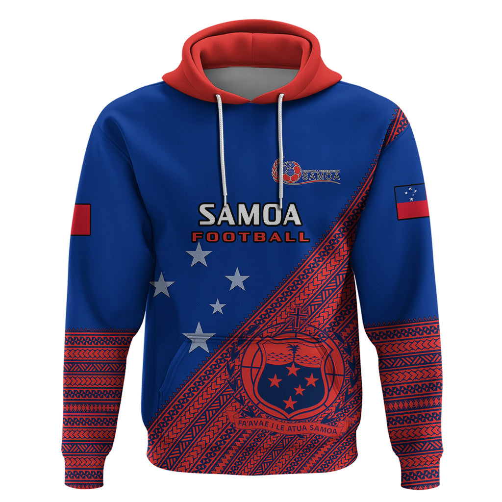 Custom Samoa Football Hoodie Samoan Coat of Arm Polynesian Sporty Style LT14 Pullover Hoodie Blue - Polynesian Pride