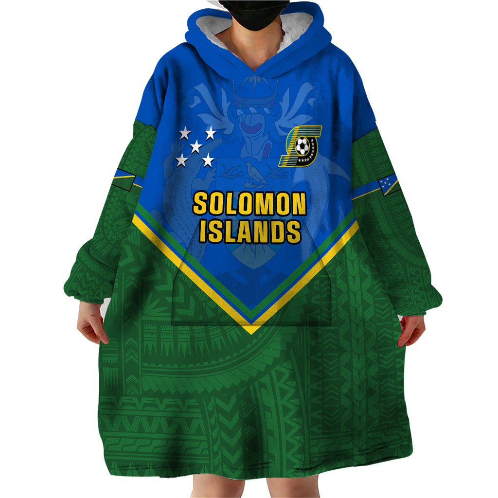 Solomon Islands Football Wearable Blanket Hoodie Polynesian Pattern Sporty Style LT14 - Polynesian Pride