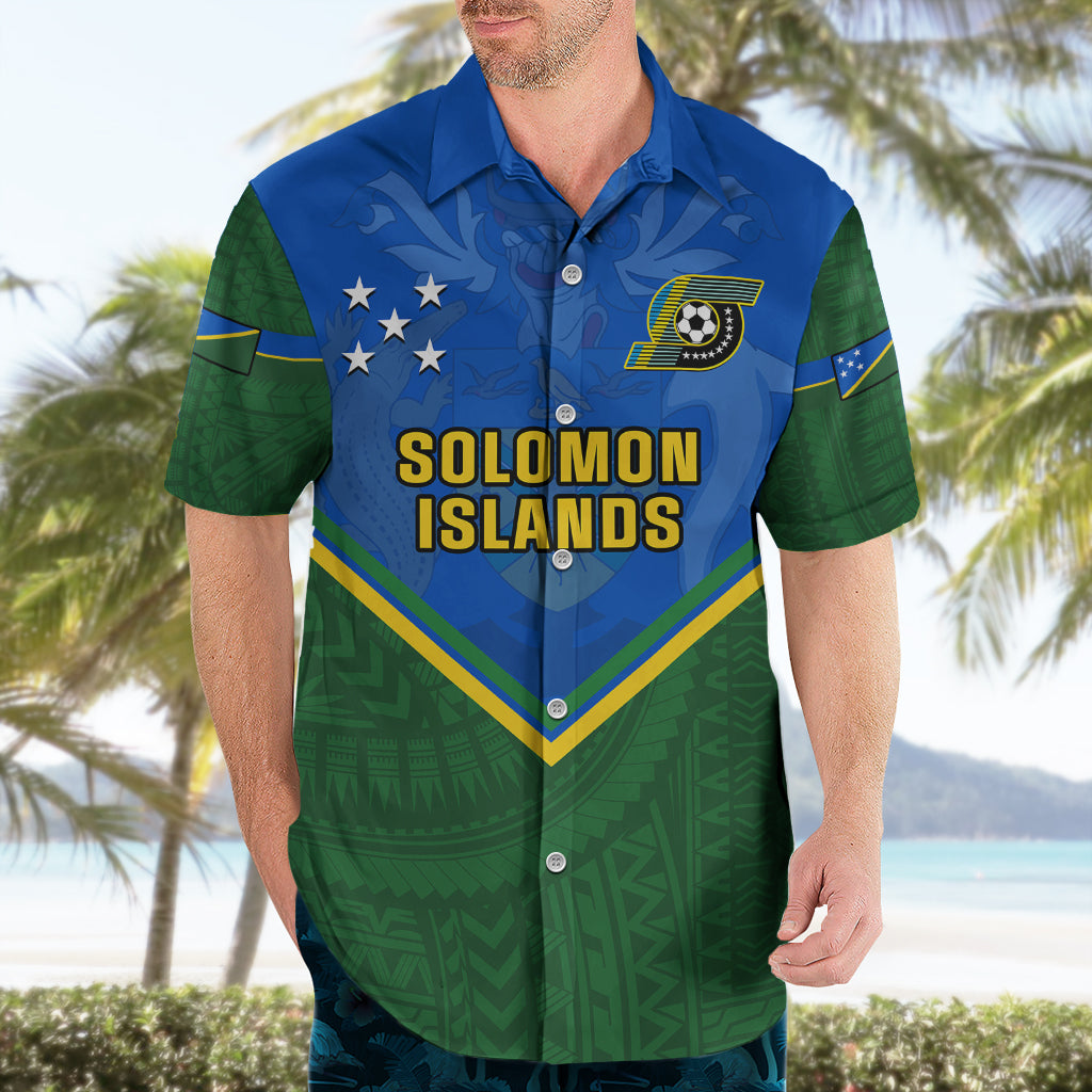 Personalised Solomon Islands Football Hawaiian Shirt Polynesian Pattern Sporty Style LT14 - Polynesian Pride