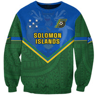Personalised Solomon Islands Football Sweatshirt Polynesian Pattern Sporty Style LT14 Unisex Green - Polynesian Pride
