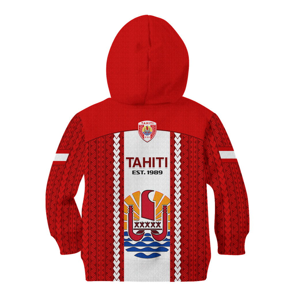 Tahitian Football Kid Hoodie Tahiti Coat Of Arm Polynesian Sporty Style LT14 - Polynesian Pride