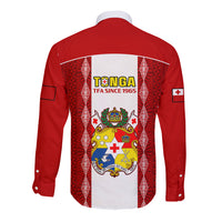 Tonga Football Long Sleeve Button Shirt Tongan Ngatu Pattern Sporty Style LT14 - Polynesian Pride