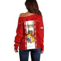 Tonga Football Off Shoulder Sweater Tongan Ngatu Pattern Sporty Style LT14 - Polynesian Pride