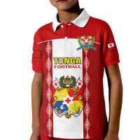 Personalised Tonga Football Kid Polo Shirt Tongan Ngatu Pattern Sporty Style LT14 Kid Red - Polynesian Pride
