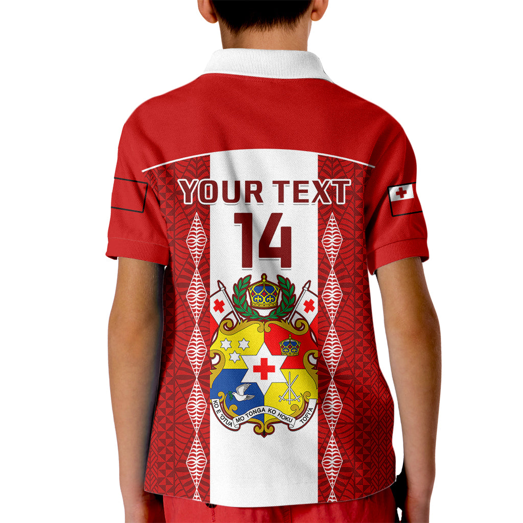 Personalised Tonga Football Kid Polo Shirt Tongan Ngatu Pattern Sporty Style LT14 - Polynesian Pride