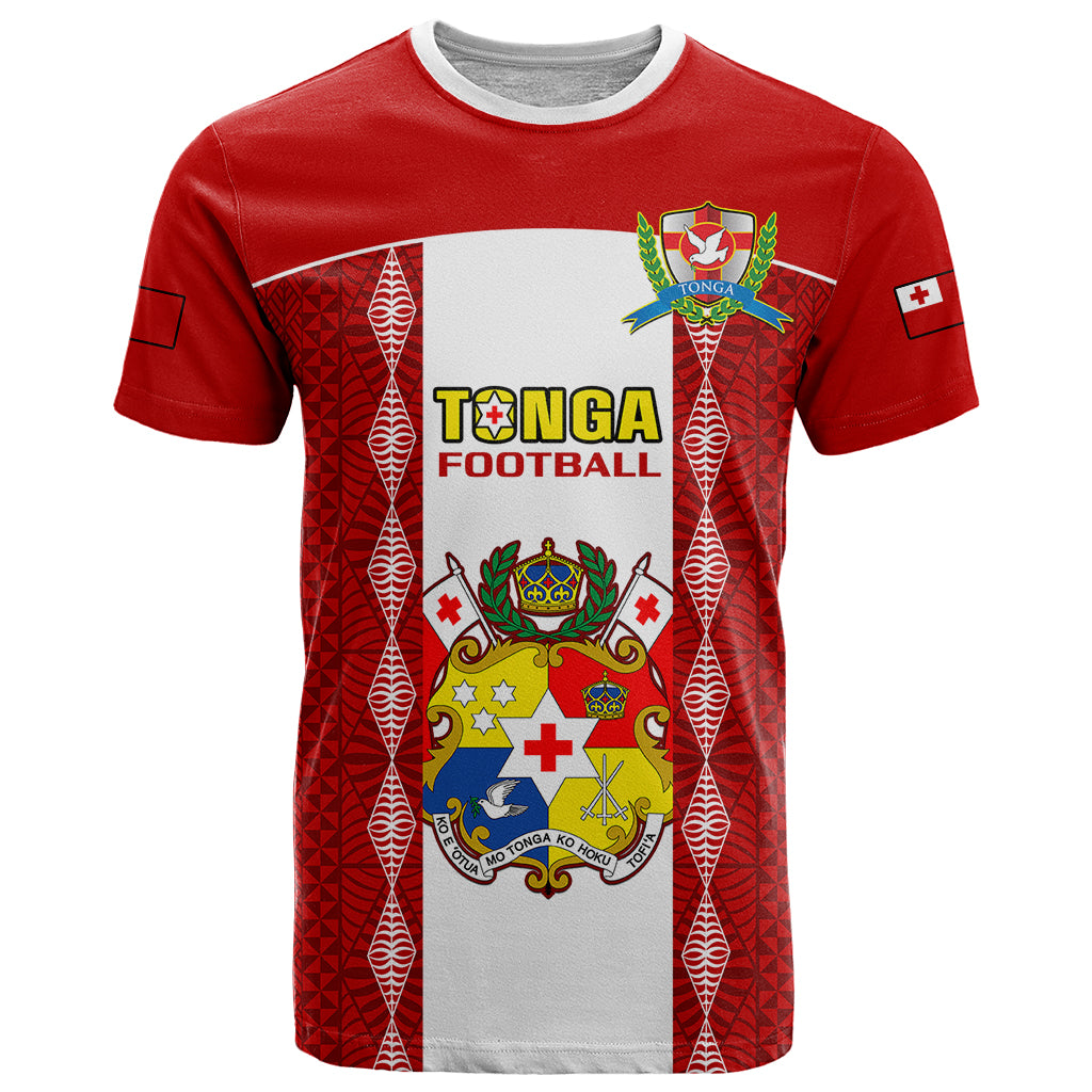 Custom Tonga Football T Shirt Tongan Ngatu Pattern Sporty Style LT14 Red - Polynesian Pride