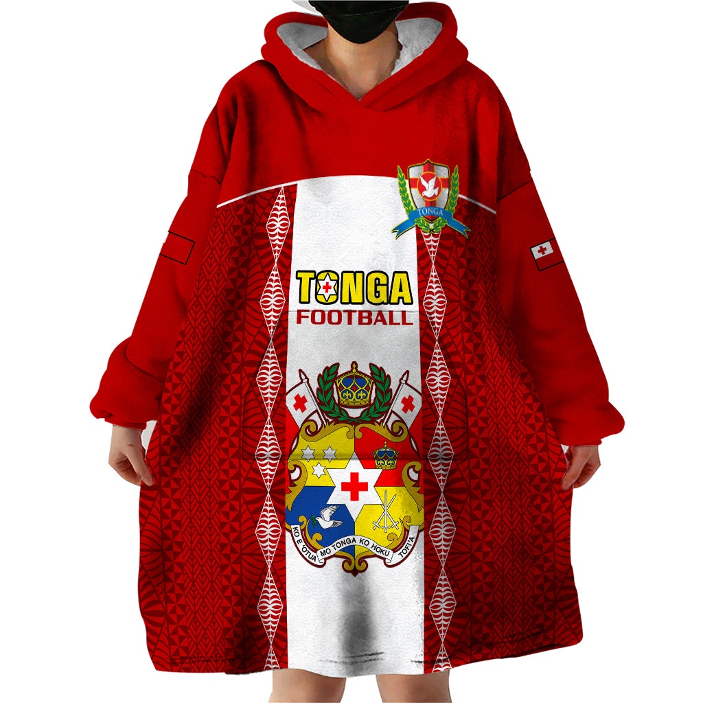 Personalised Tonga Football Wearable Blanket Hoodie Tongan Ngatu Pattern Sporty Style LT14 - Polynesian Pride