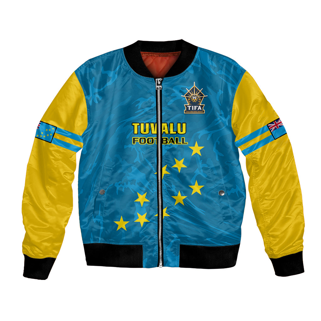 Tuvalu Islands Football Bomber Jacket Polynesian Pattern Sporty Style LT14 Unisex Blue - Polynesian Pride