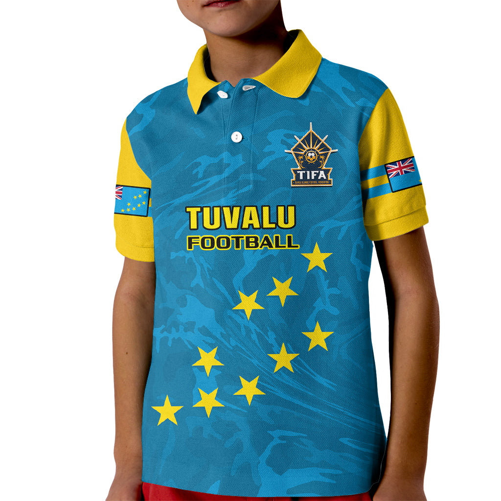 Tuvalu Islands Football Kid Polo Shirt Polynesian Pattern Sporty Style LT14 Kid Blue - Polynesian Pride