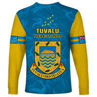 Tuvalu Islands Football Long Sleeve Shirt Polynesian Pattern Sporty Style LT14 - Polynesian Pride