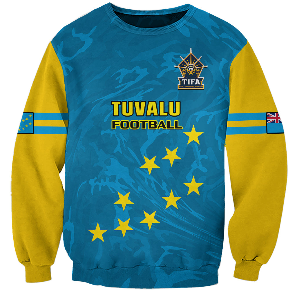 Tuvalu Islands Football Sweatshirt Polynesian Pattern Sporty Style LT14 Unisex Blue - Polynesian Pride