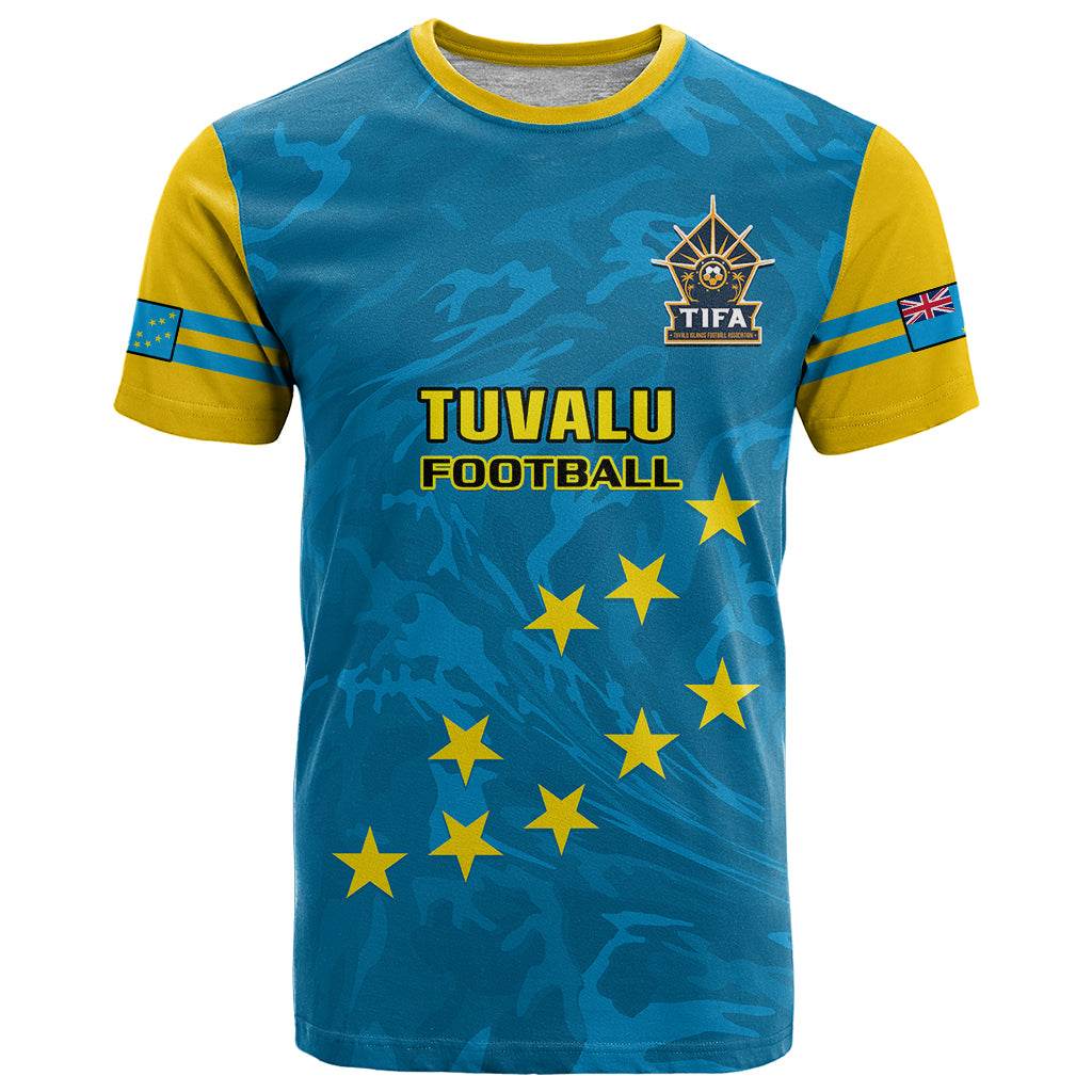 Tuvalu Islands Football T Shirt Polynesian Pattern Sporty Style LT14 Blue - Polynesian Pride