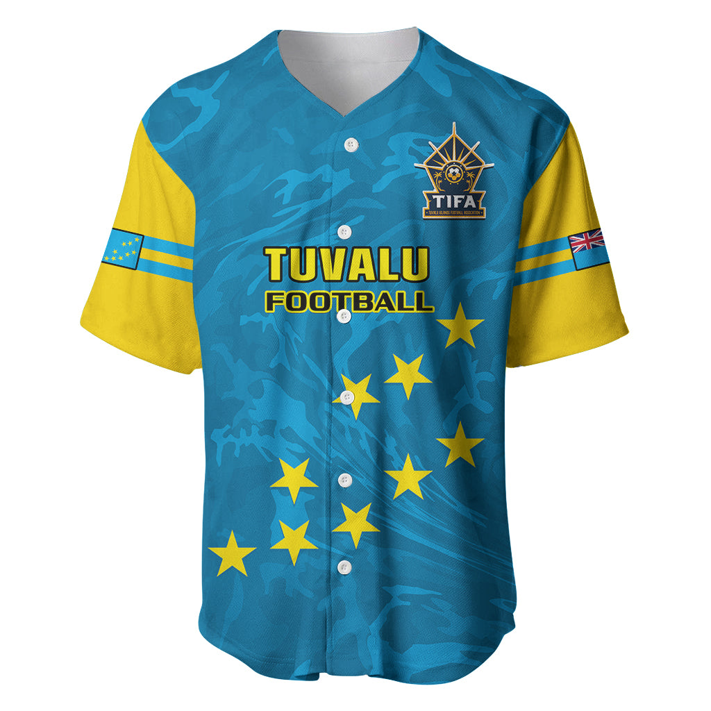 Personalised Tuvalu Islands Football Baseball Jersey Polynesian Pattern Sporty Style LT14 Blue - Polynesian Pride