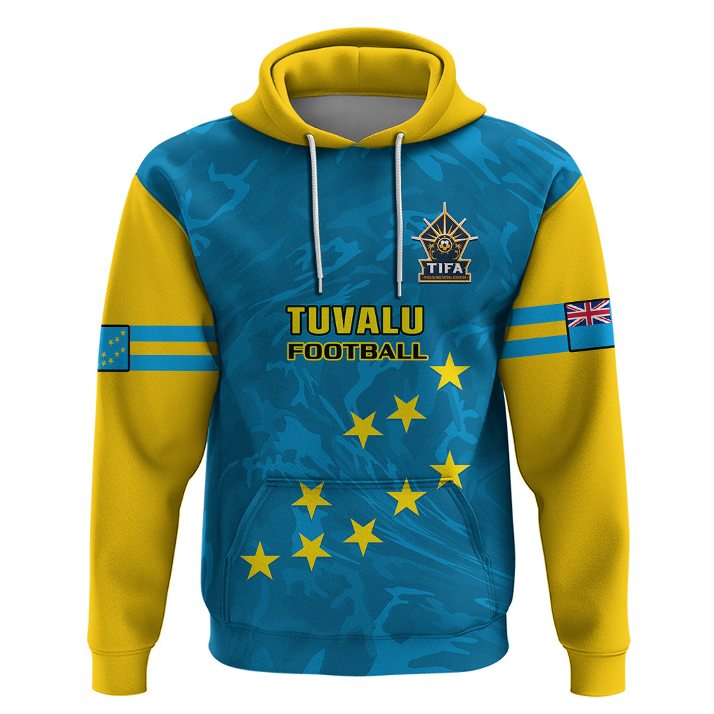 Custom Tuvalu Islands Football Hoodie Polynesian Pattern Sporty Style LT14 Pullover Hoodie Blue - Polynesian Pride