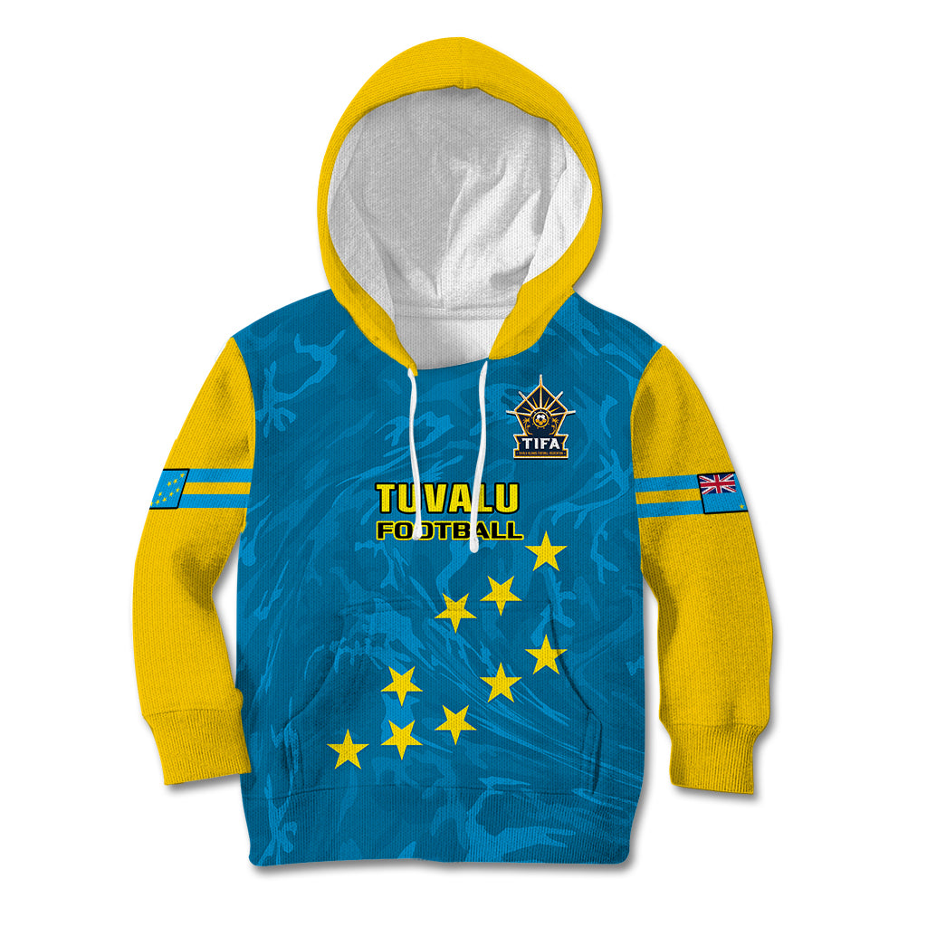 Personalised Tuvalu Islands Football Kid Hoodie Polynesian Pattern Sporty Style LT14 Hoodie Blue - Polynesian Pride