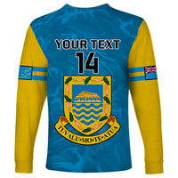 Personalised Tuvalu Islands Football Long Sleeve Shirt Polynesian Pattern Sporty Style LT14 - Polynesian Pride
