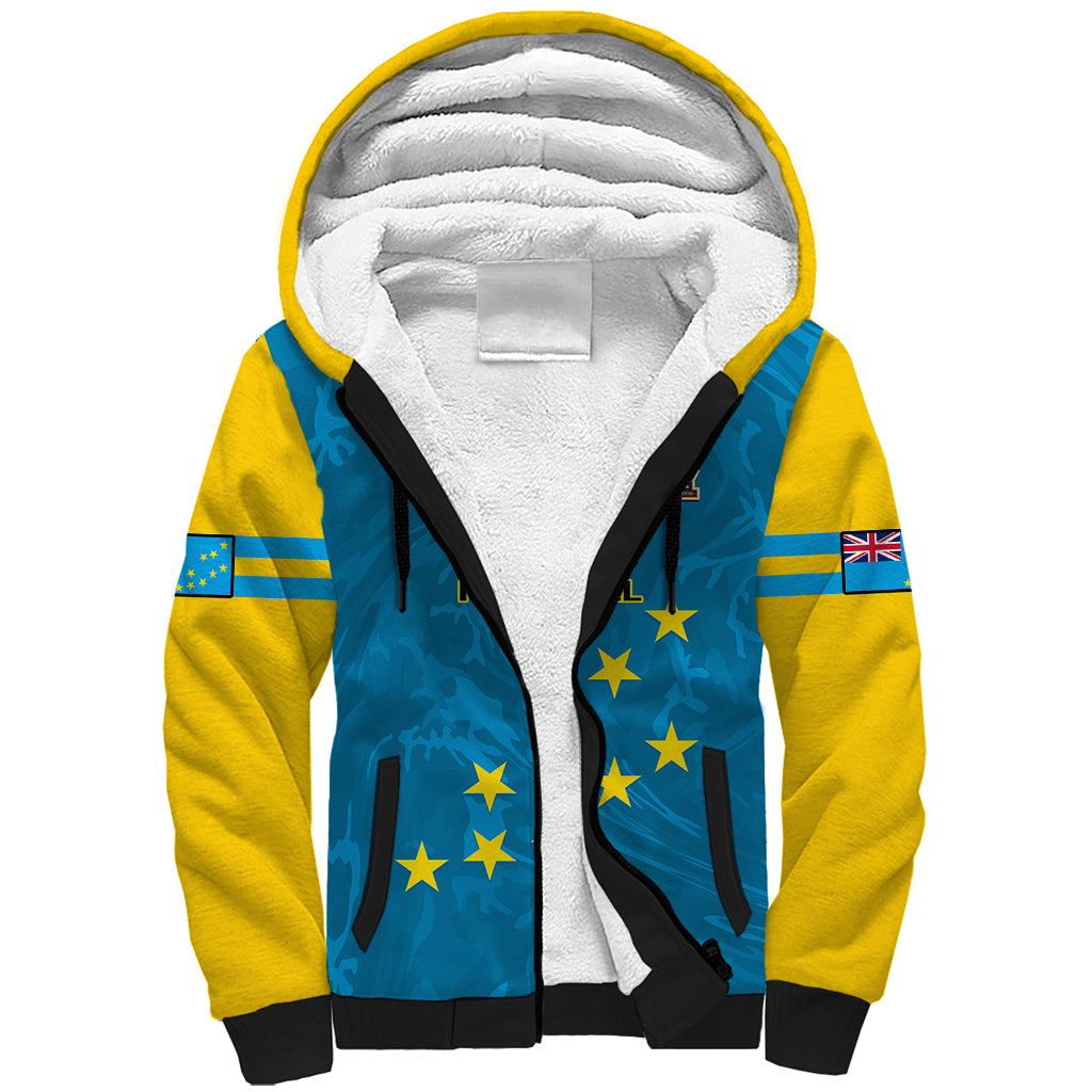 Personalised Tuvalu Islands Football Sherpa Hoodie Polynesian Pattern Sporty Style LT14 Unisex Blue - Polynesian Pride