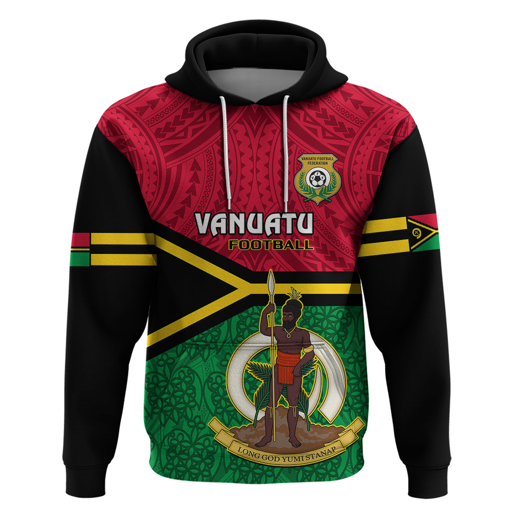 Vanuatu Football Hoodie Vanuatuan Coat of Arm Polynesian Flag Style LT14 Red - Polynesian Pride