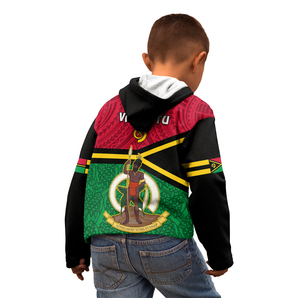 Vanuatu Football Kid Hoodie Vanuatuan Coat Of Arm Polynesian Flag Style LT14 - Polynesian Pride