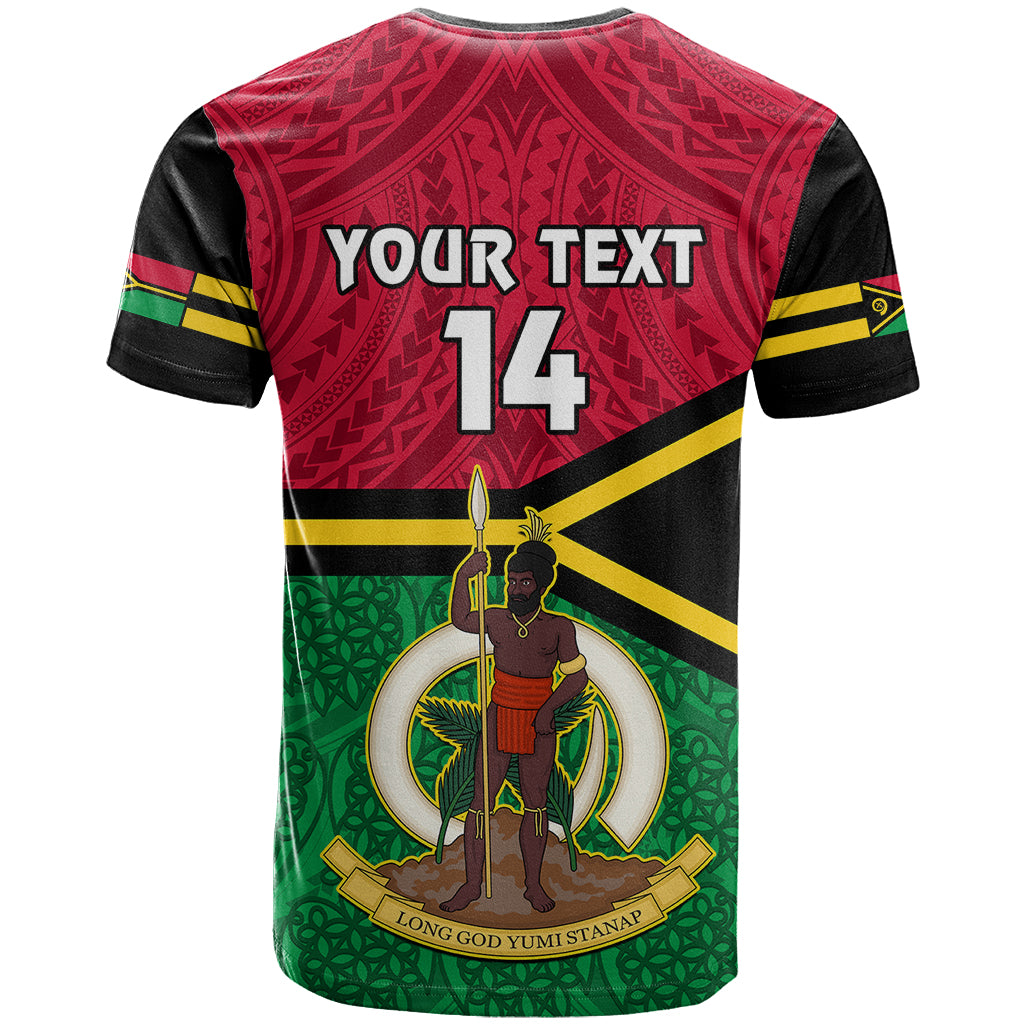 Custom Vanuatu Football T Shirt Vanuatuan Coat Of Arm Polynesian Flag Style LT14 - Polynesian Pride