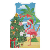 Flamingo Hawaii Summer Christmas Personalized Basketball Jersey Mele Kalikimaka Beachy Vibes