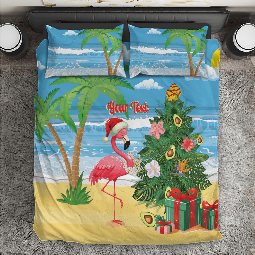 Flamingo Hawaii Summer Christmas Personalized Bedding Set Mele Kalikimaka Beachy Vibes