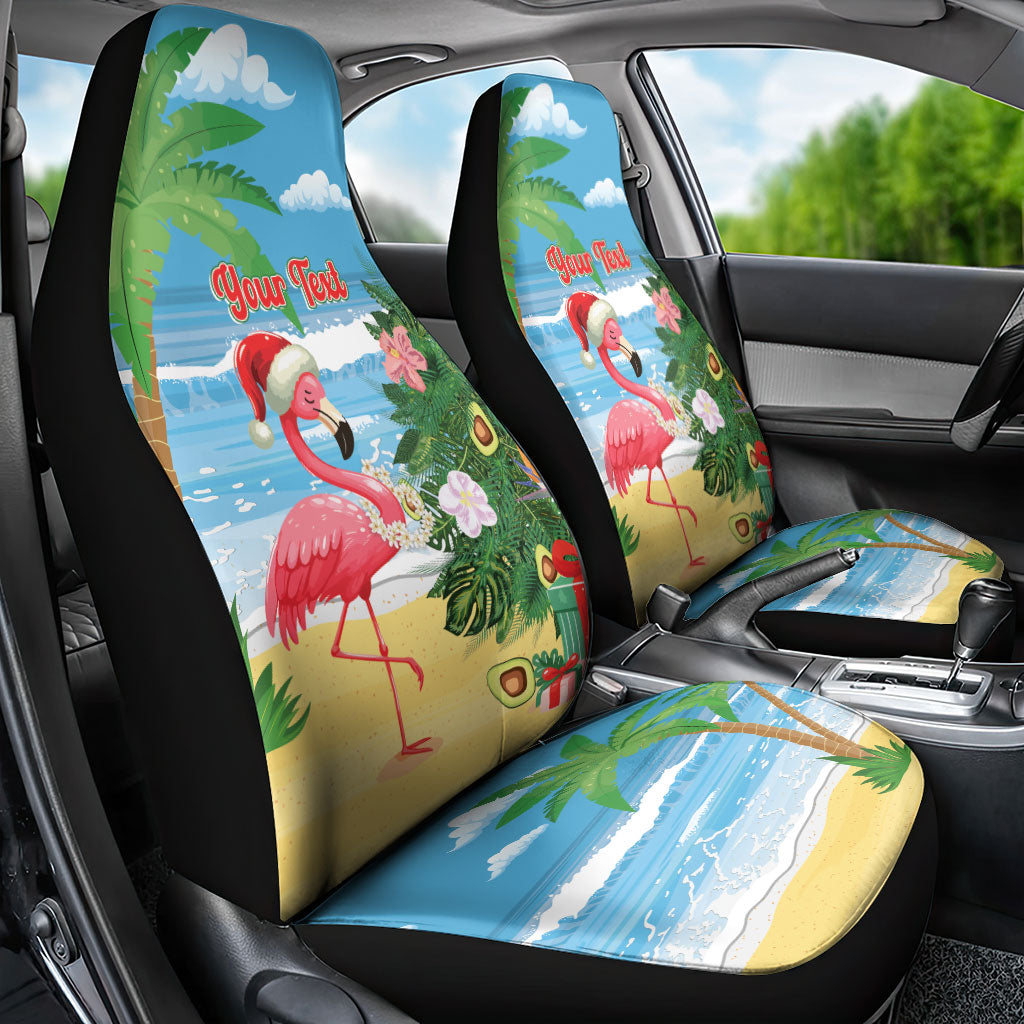 Flamingo Hawaii Summer Christmas Personalized Car Seat Cover Mele Kalikimaka Beachy Vibes
