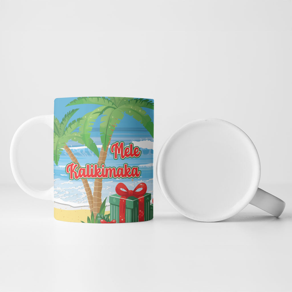 Flamingo Hawaii Summer Christmas Personalized Ceramic Mug Mele Kalikimaka Beachy Vibes