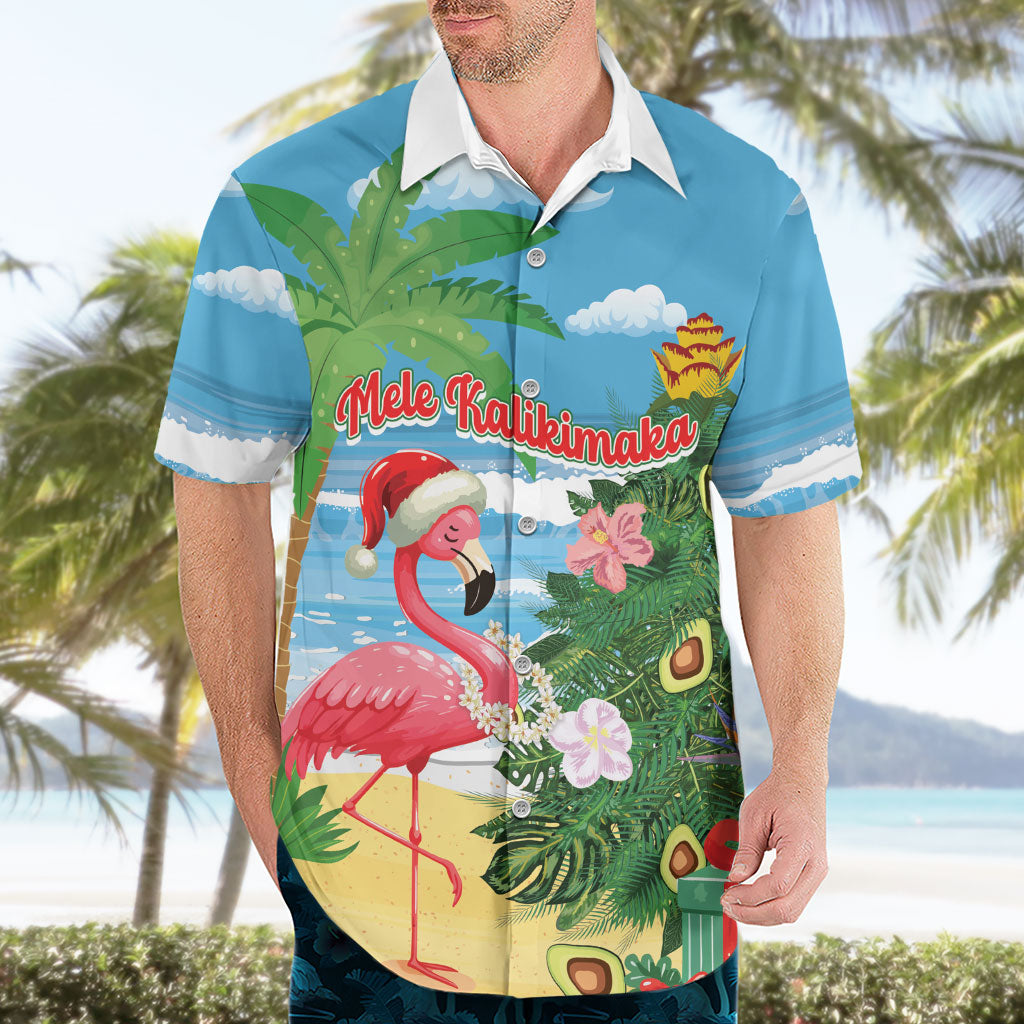 Flamingo Hawaii Summer Christmas Personalized Hawaiian Shirt Mele Kalikimaka Beachy Vibes