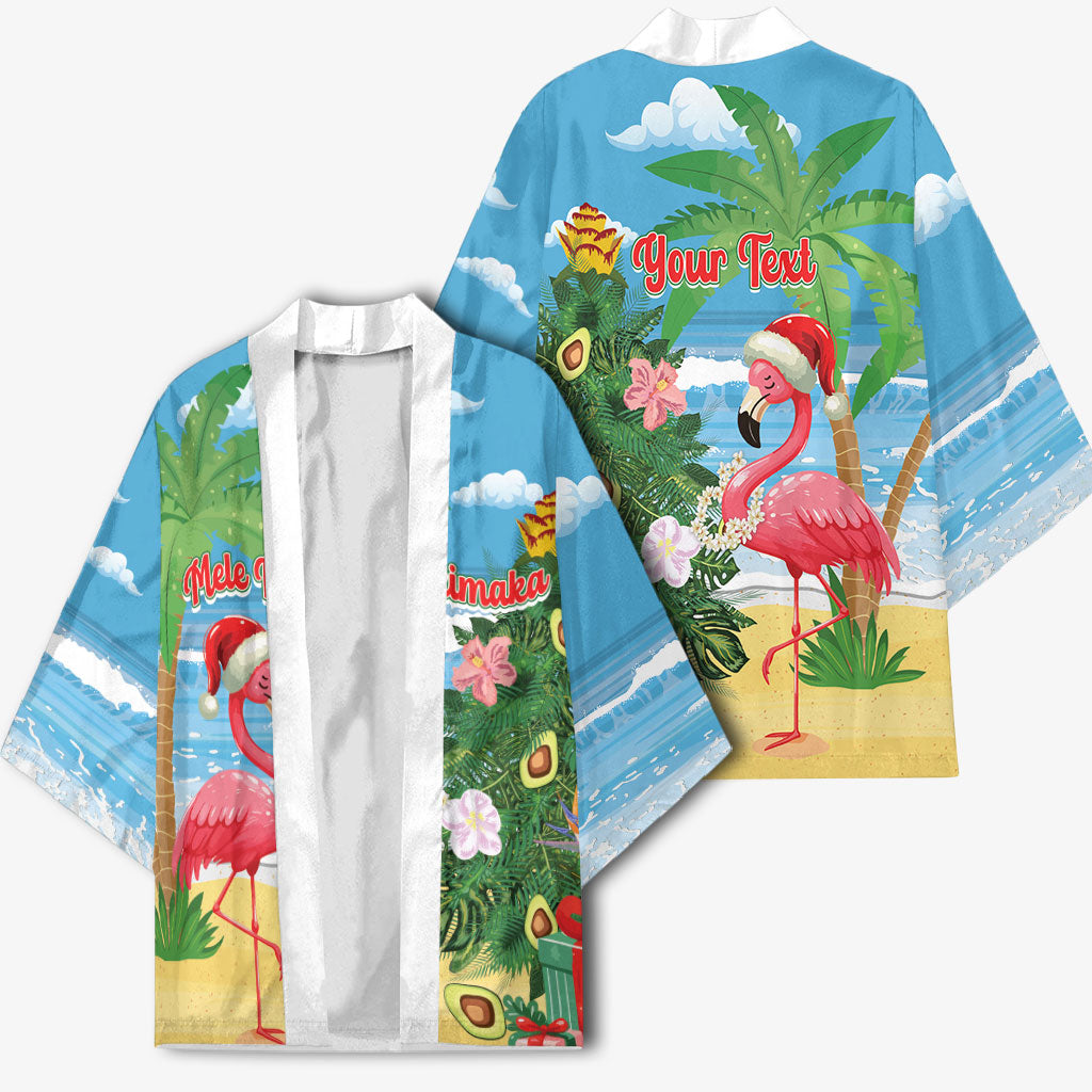 Flamingo Hawaii Summer Christmas Personalized Kimono Mele Kalikimaka Beachy Vibes