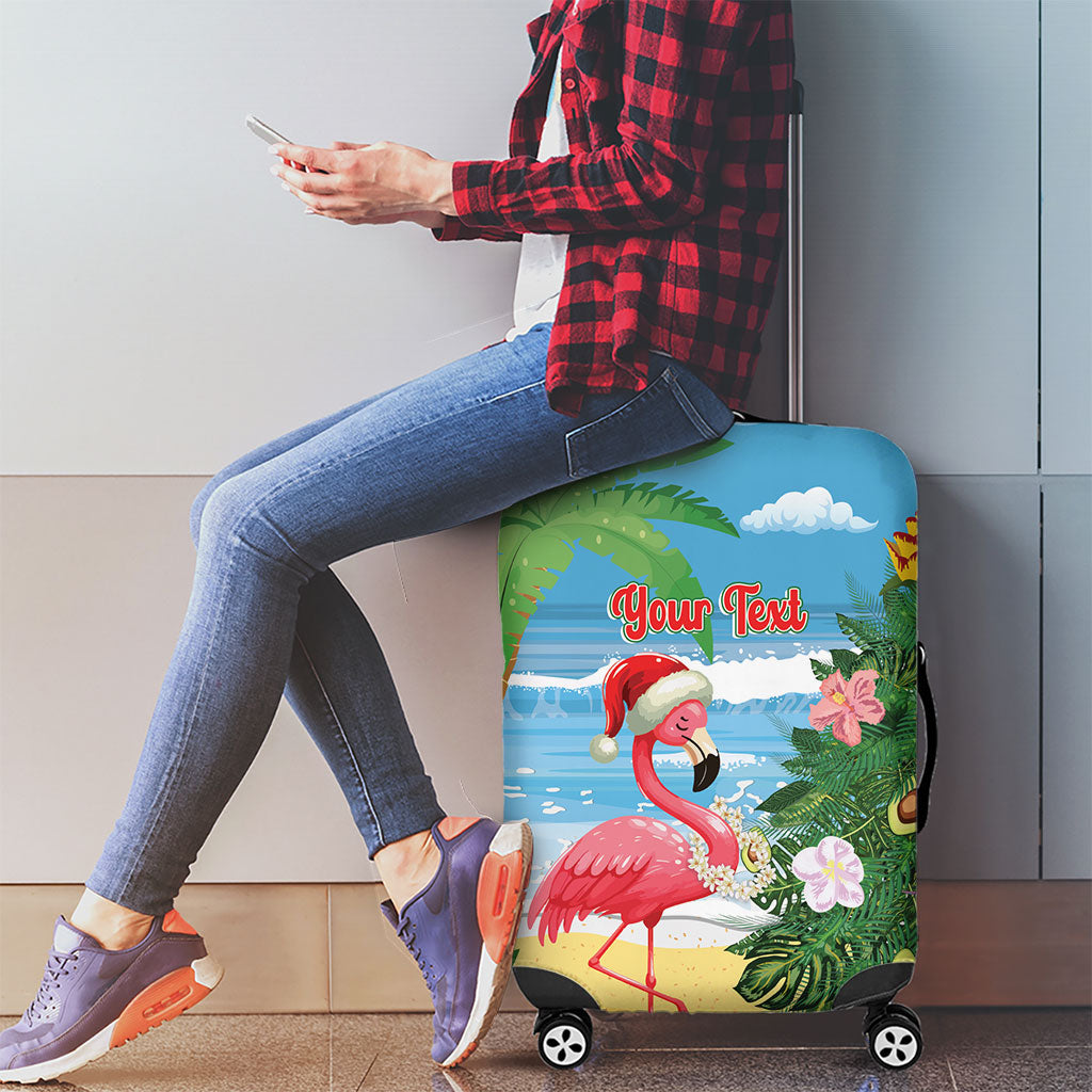 Flamingo Hawaii Summer Christmas Personalized Luggage Cover Mele Kalikimaka Beachy Vibes